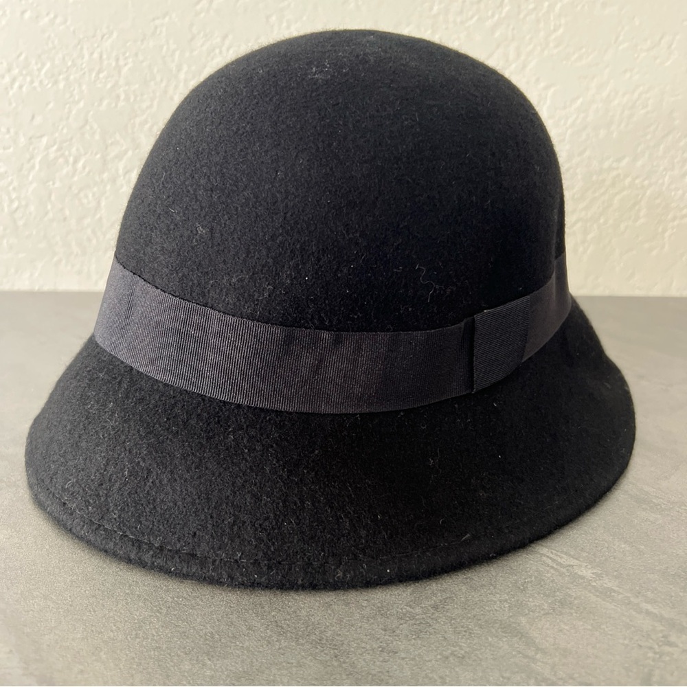 Black 100% Wool Cloche Hat One Size‎ Vintage Y2K Minimalist French Chic